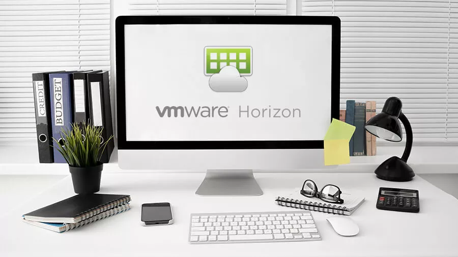 مانیتور دسکتاپ در حال نمایش مجازی سازی دسکتاپ VMware Horizon